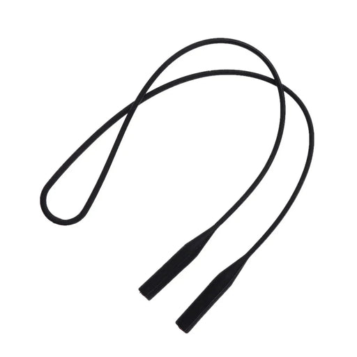 Black Silicone Eyeglasses Strap displayed on white background.