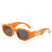 Orange sunglasses with gold accents on the arms, showcasing the full frame and design, displayed on a white background.