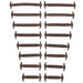 Sixteen silicone shoelaces in different sizes and brown color, neatly organized in pairs on a white background.