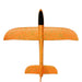 a top-down view of the fully assembled orange foam glider with orange speckles, emphasizing its simple yet effective design.