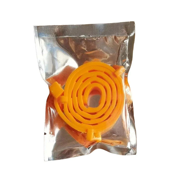 orange flea collar in a sealed package.