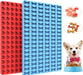 Red and blue silicone molds for dog treats with a dog and treat examples.