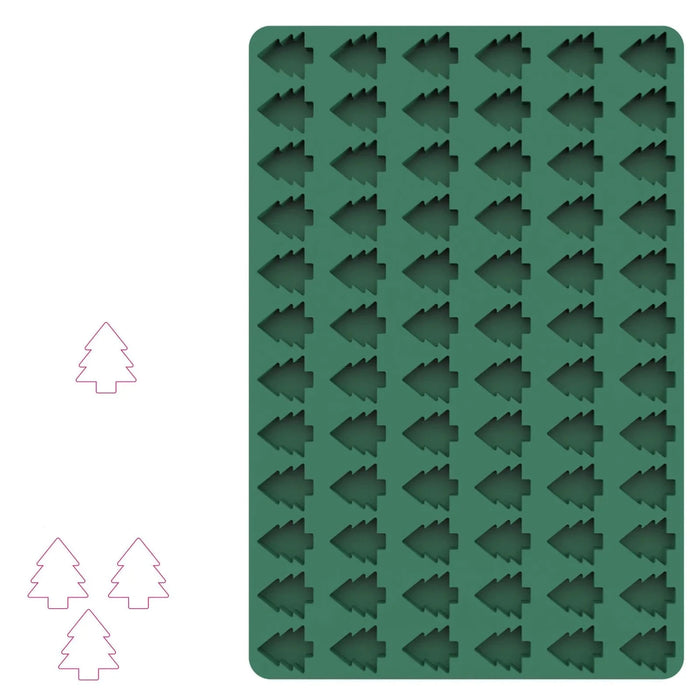 Green Christmas tree silicone mold with cutout outline.