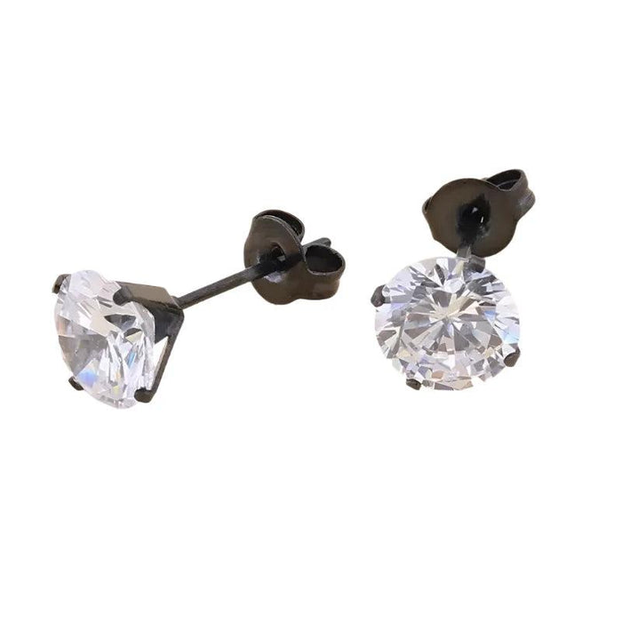 Crystal Stud Earrings, Gold & Silver Variants, Hypoallergenic Stainless Steel, Multiple Sizes from 0.12in to 0.31in, Unisex Design