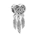 Heart with 3 feathers silver charm