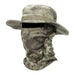 Tan and green camo hat with matching face cover.