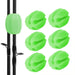 A set of silicone rod holders in green color, with one displayed in use on a fishing rod.