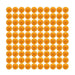 One hundred orange Huieson G40+ table tennis balls arranged in a grid, each with three red stars and "Made in China" text.