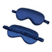 Blue sleep eye mask shown from front and back.