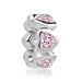 Hearts with pink crystals Silver Charm