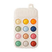 A cream silicone teether resembling a phone keypad with colorful buttons and the word "HELLO" at the top.