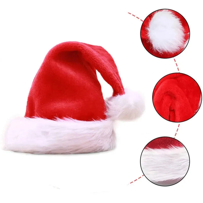 Christmas Santa Hat, Cozy Plush, Perfect for Holiday Celebrations, Available in Kids and Adult Sizes