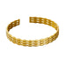 Gold cuff bracelet with a smooth, textured finish, displayed on a white background.