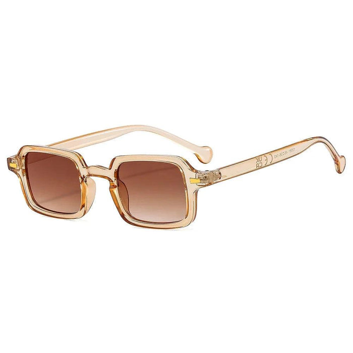 Rectangular transparent brown & Brown Lenses Sunglasses displayed on a white background.