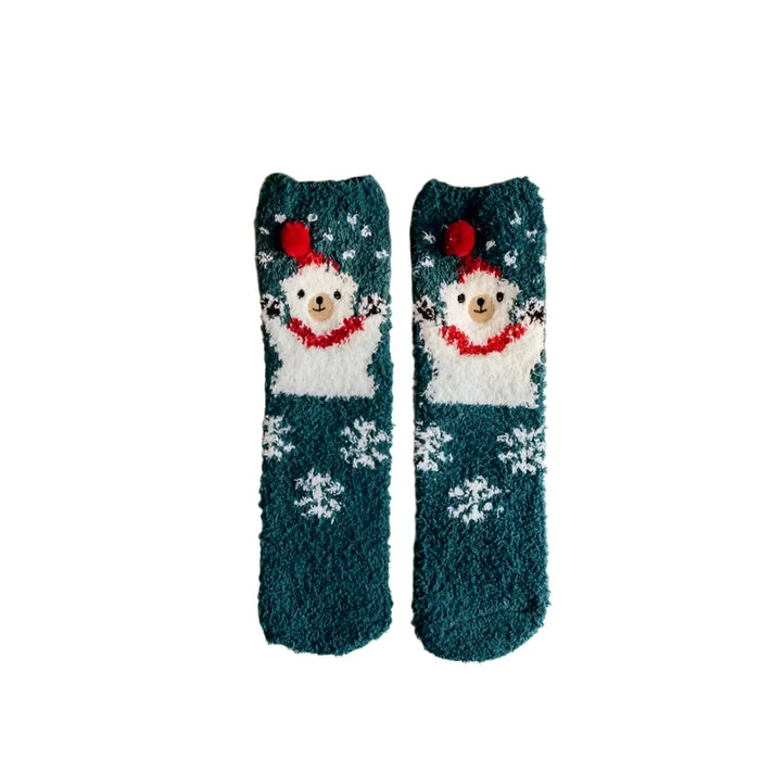 Cozy Christmas Fleece Socks, Ultra-Soft Coral Fleece, Festive Patterns, Breathable, Fits Women’s 5-9, Men’s 4-8