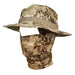 Brown camo hat with matching face cover.