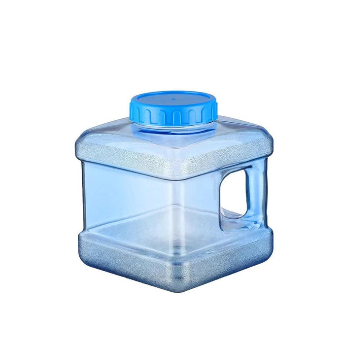 A Transparent Blue water container.