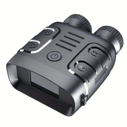 A black digital binoculars device highlighting its various control buttons and interface.