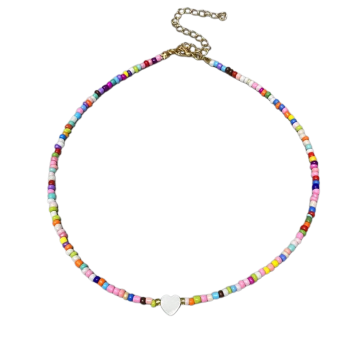 Colorful Heart Beaded Choker.