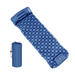 A blue inflatable sleeping mat with a hexagonal pattern, paired with a matching blue carrying bag.